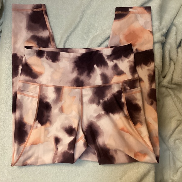 Old Navy Active Power Soft leggings Neon Orange and Purple size Medium - Picture 2 of 4